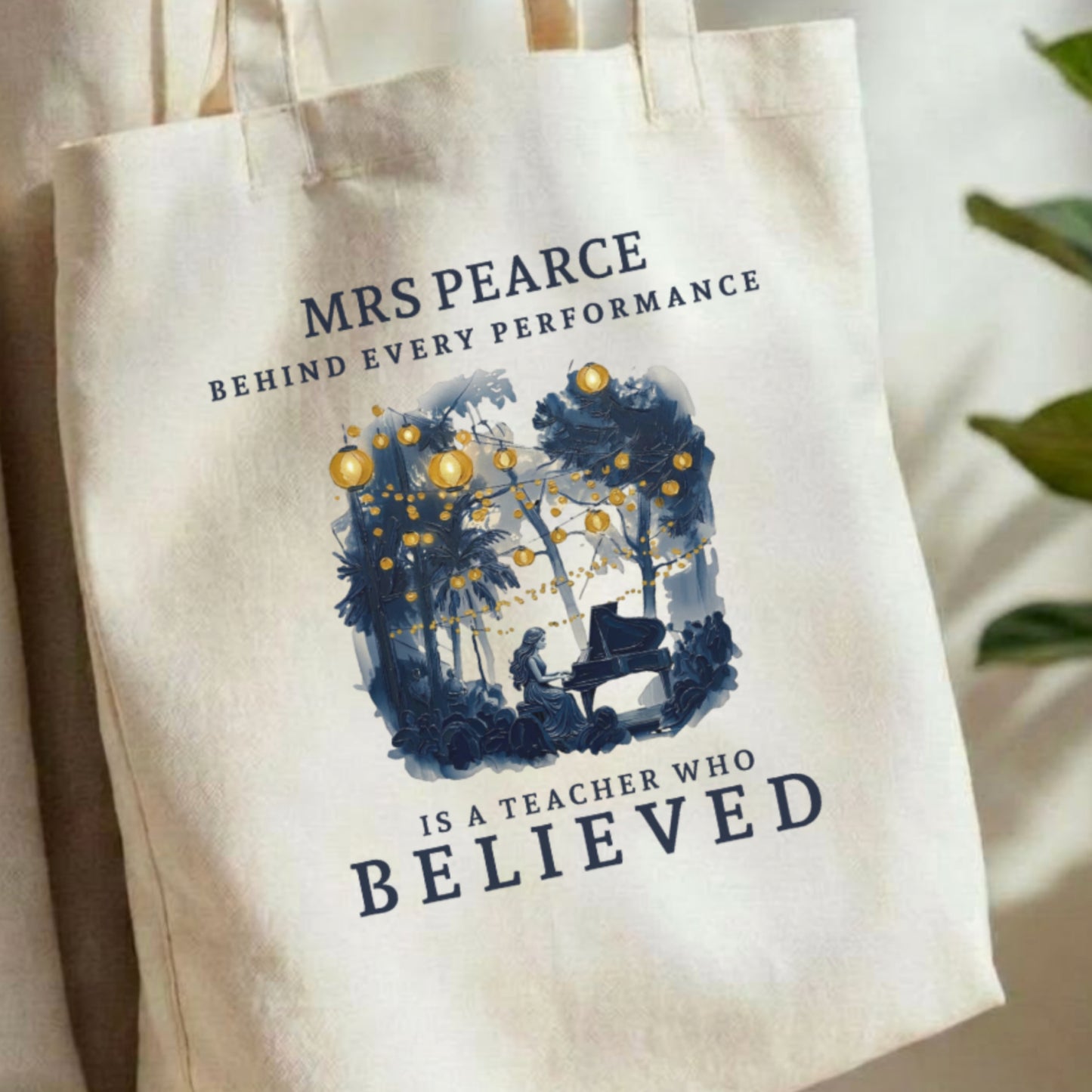 Legacy in the Moonlight I – Personalised Piano Teacher Appreciation Tote Bag