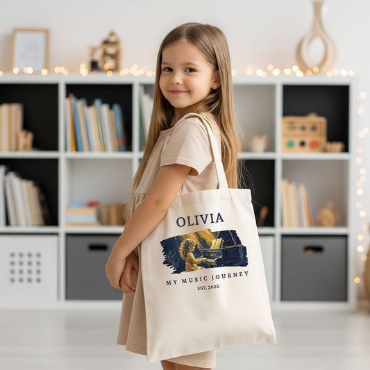 My First Melody – Personalised Piano Tote Bag for Girls