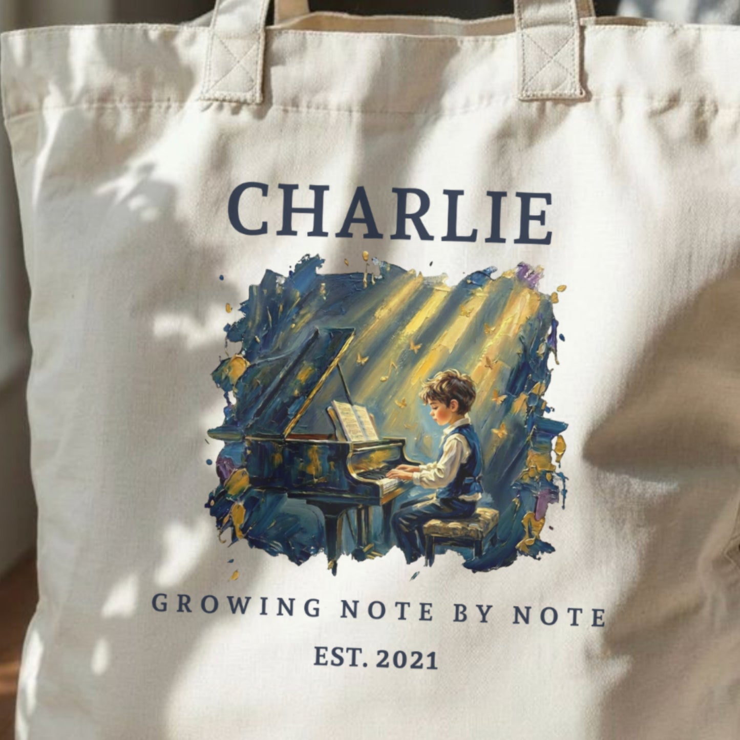 The Metamorphosis No. 6 – Personalised Piano Tote Bag for Boys