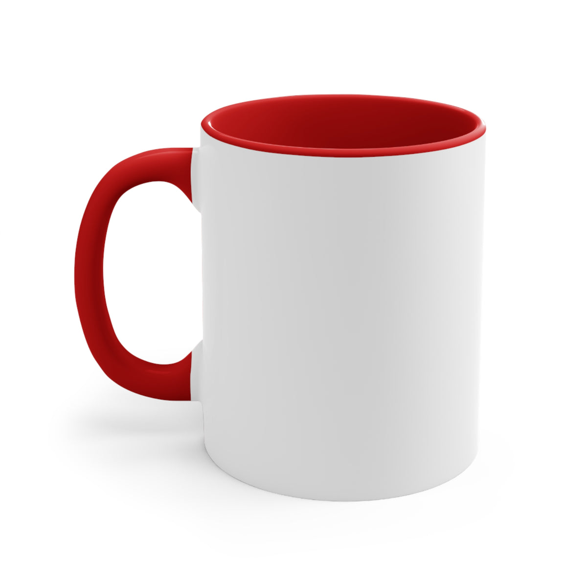 Back view of red handle personalised koala piano Christmas mug