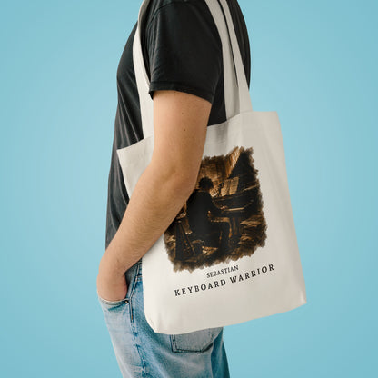 Keyboard Warrior Cotton Tote Bag — Vintage Pianist Design