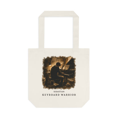 Keyboard Warrior Cotton Tote Bag — Vintage Pianist Design