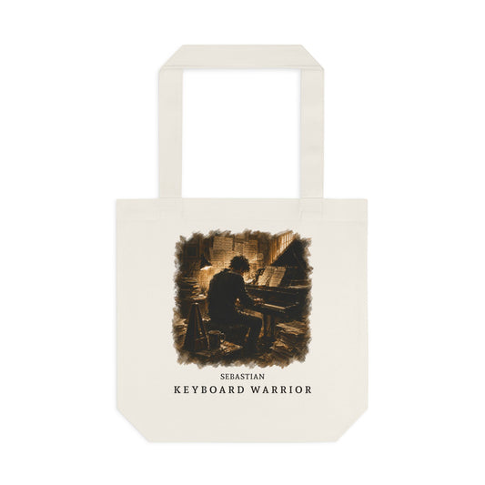 Keyboard Warrior Cotton Tote Bag — Vintage Pianist Design