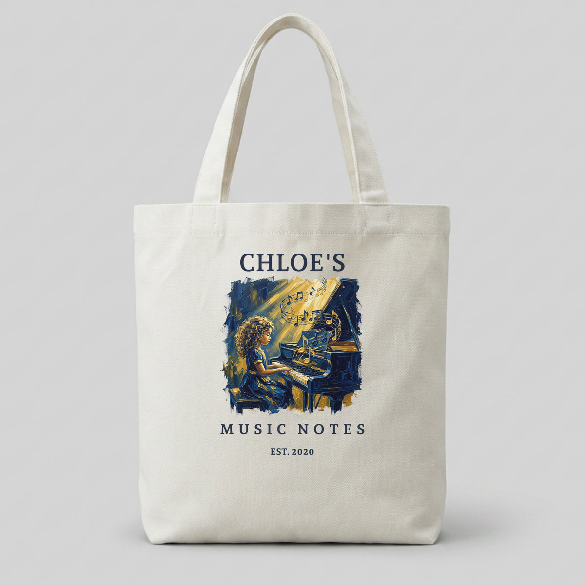Her Golden Hour — Personalised Piano Tote Bag for Girls