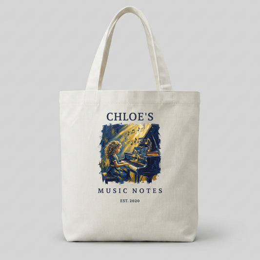 Her Golden Hour — Personalised Piano Tote Bag for Girls