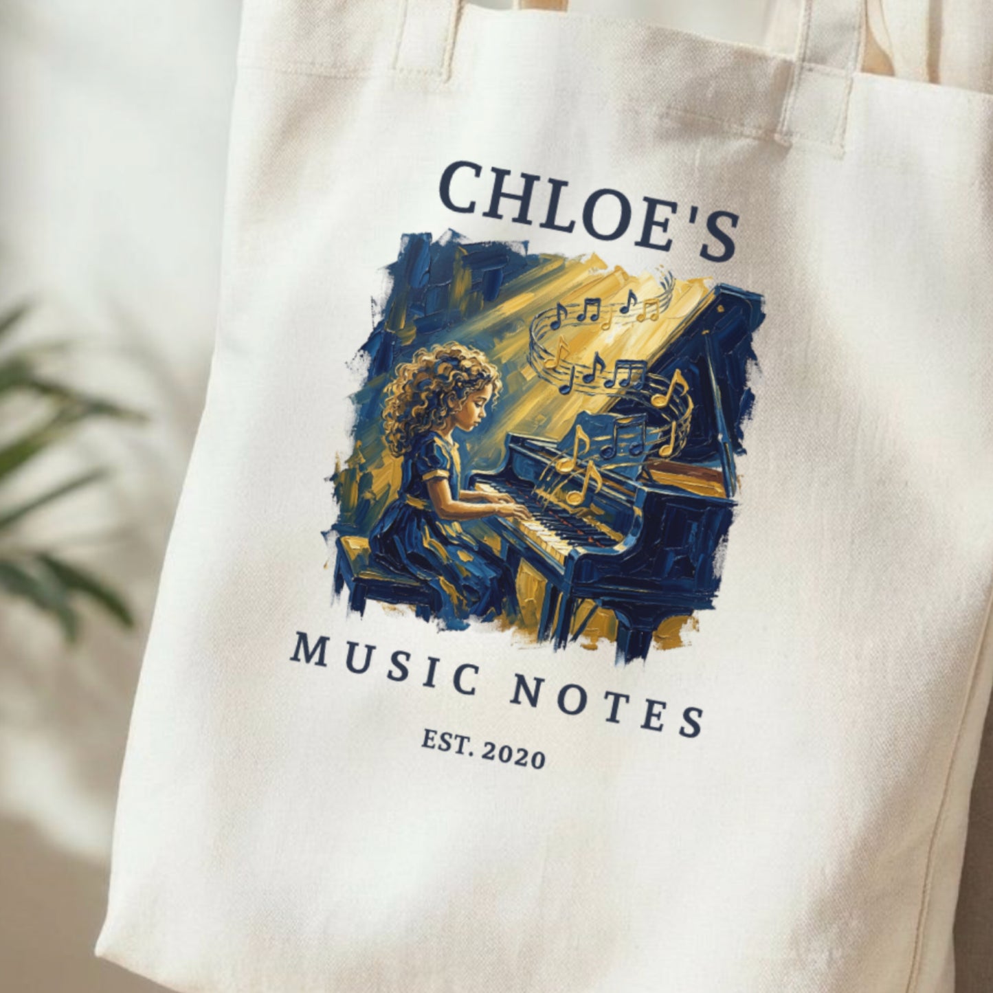 Her Golden Hour — Personalised Piano Tote Bag for Girls