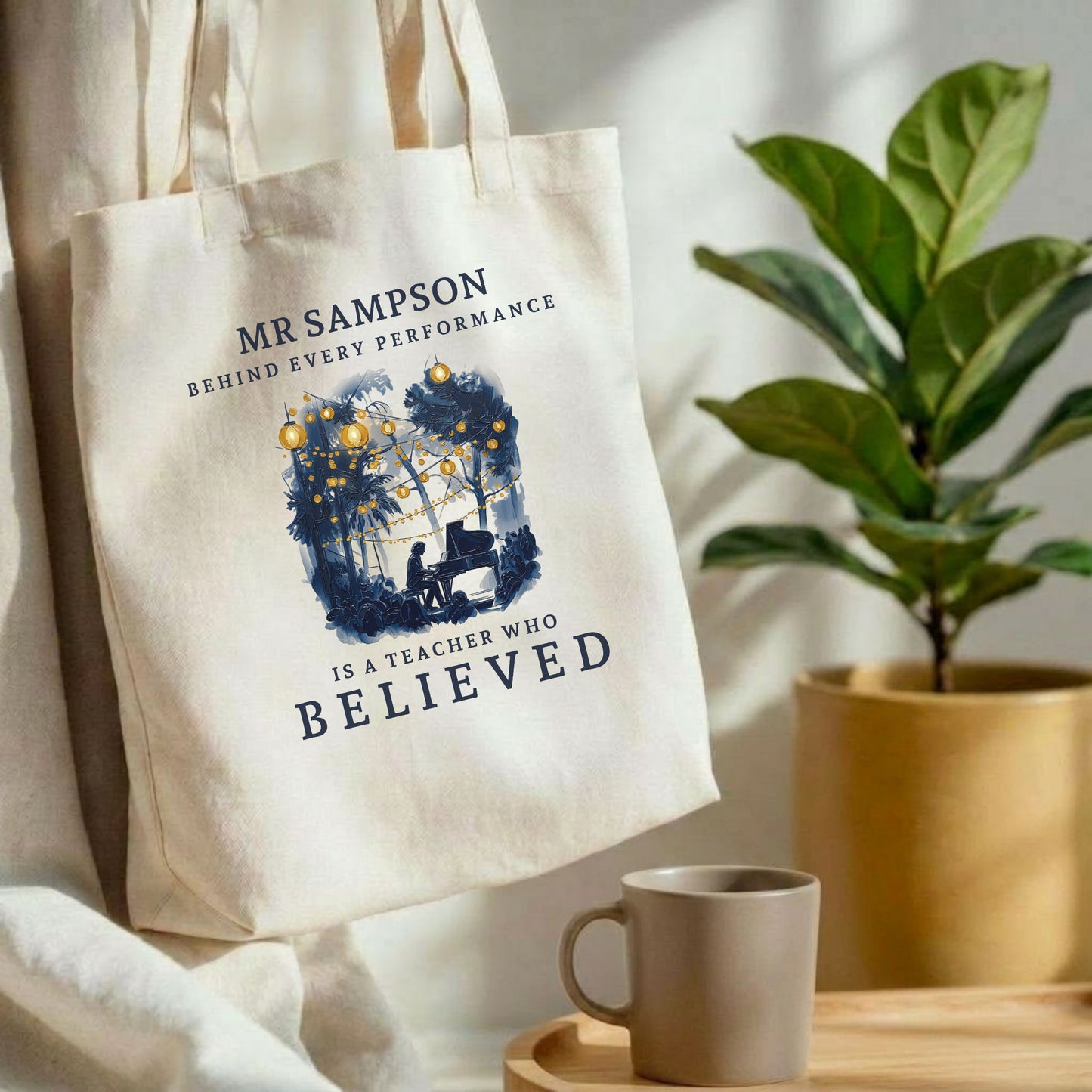 Legacy in the Moonlight II – Personalised Piano Teacher Appreciation Tote Bag