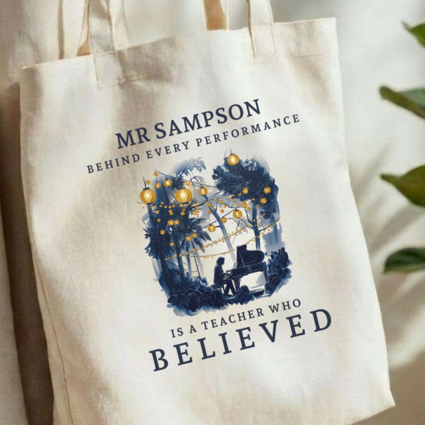 Legacy in the Moonlight II – Personalised Piano Teacher Appreciation Tote Bag