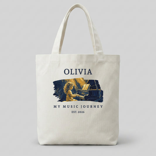 My First Melody – Personalised Piano Tote Bag for Girls