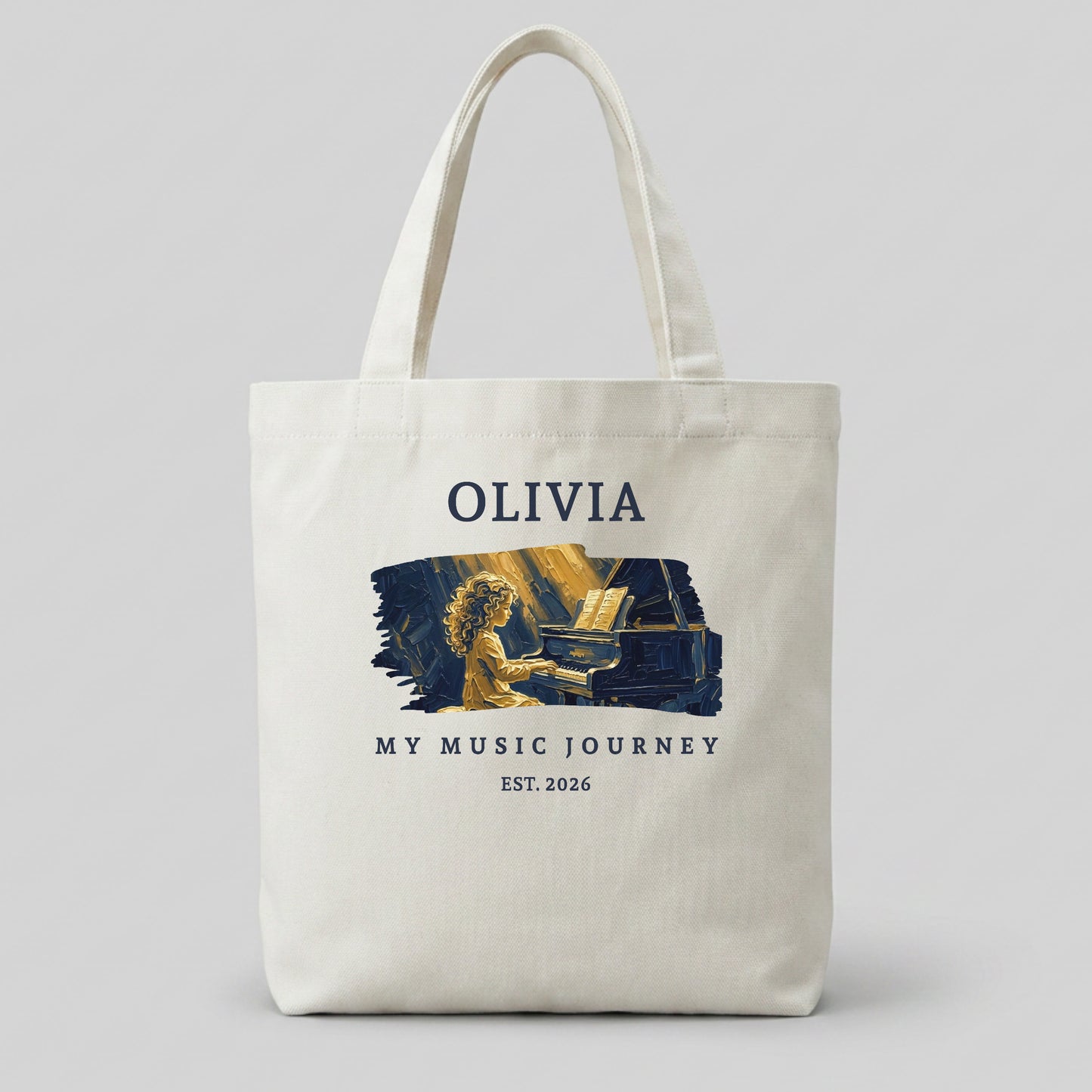 My First Melody – Personalised Piano Tote Bag for Girls