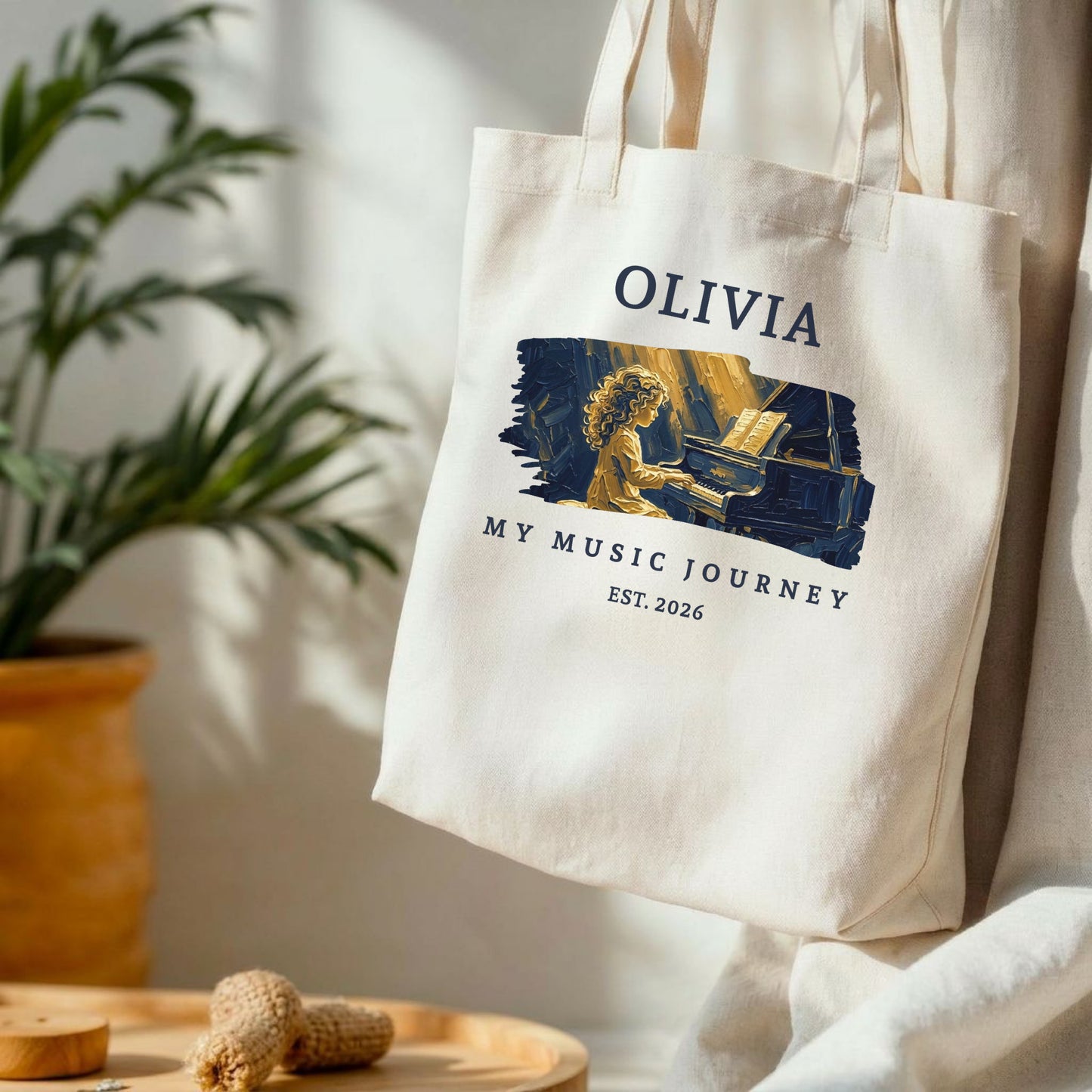 My First Melody – Personalised Piano Tote Bag for Girls