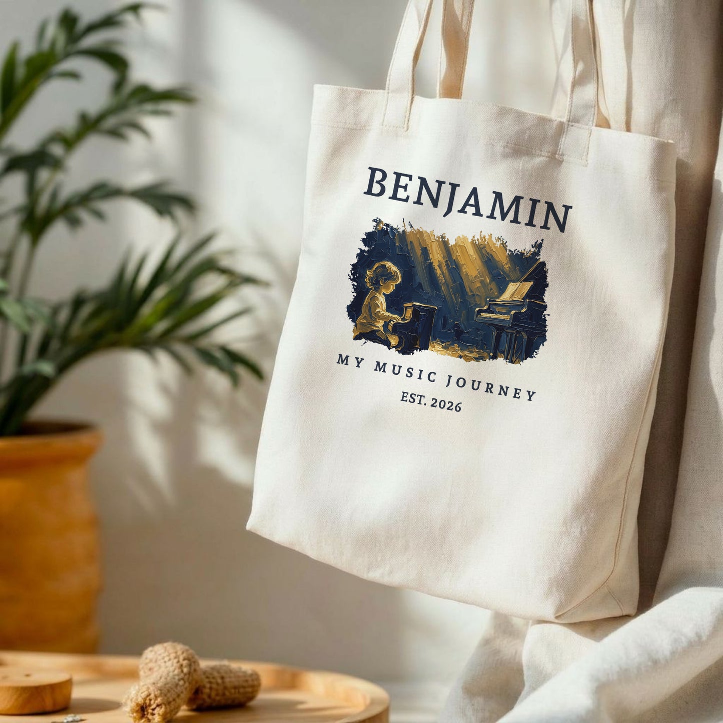My First Note – Personalised Piano Tote Bag for Boys