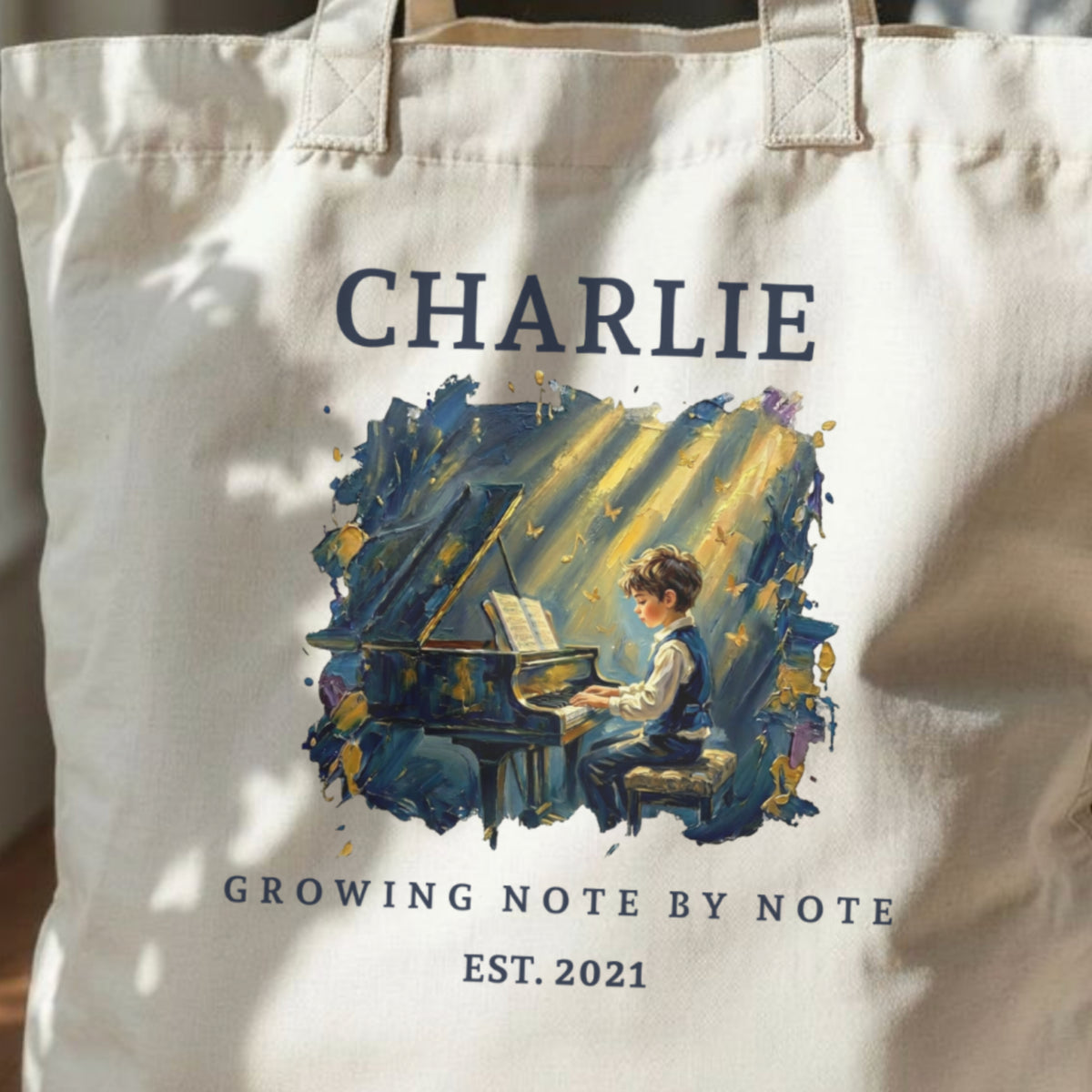 The Metamorphosis No. 6 – Personalised Piano Tote Bag for Boys