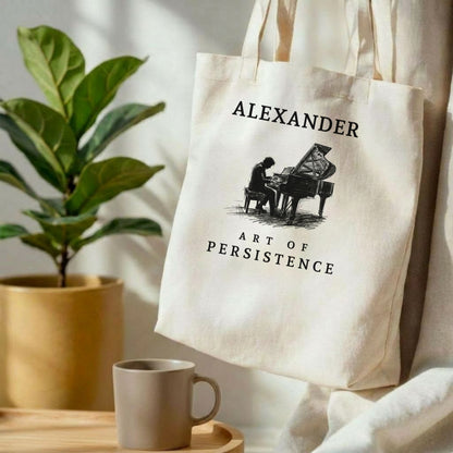 The Aspiring Pianist – Personalised Piano Tote Bag