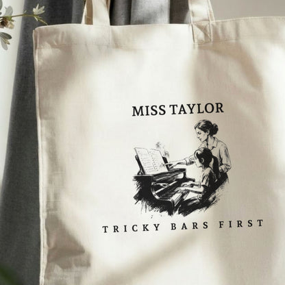 Tricky Bars First II – Personalised Piano Teacher Appreciation Tote Bag