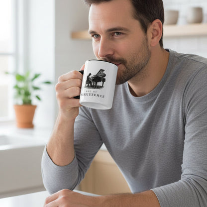 Person enjoying coffee from The Aspiring Pianist piano mug.