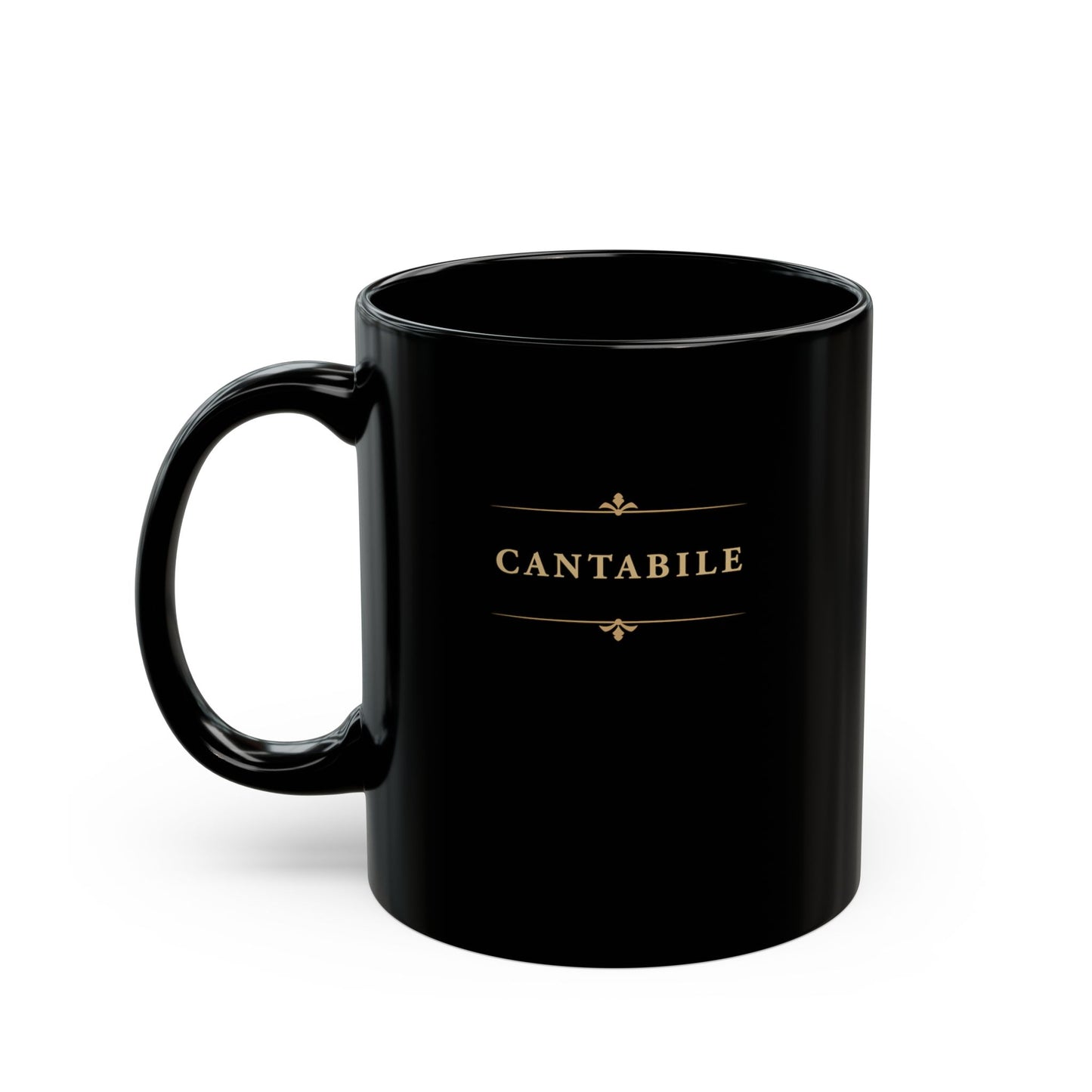 Cantabile black piano mug with handle on the left