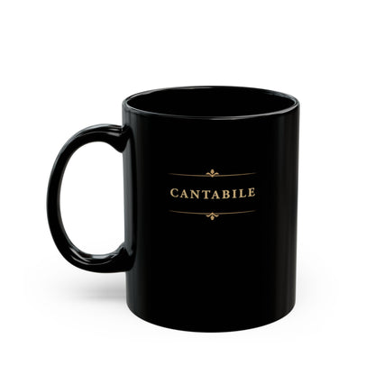 Cantabile black piano mug with handle on the left