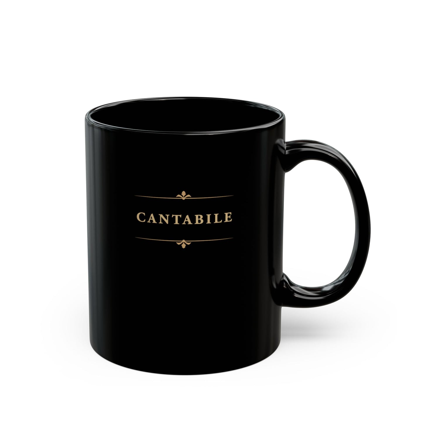 Cantabile black piano mug with handle on the right
