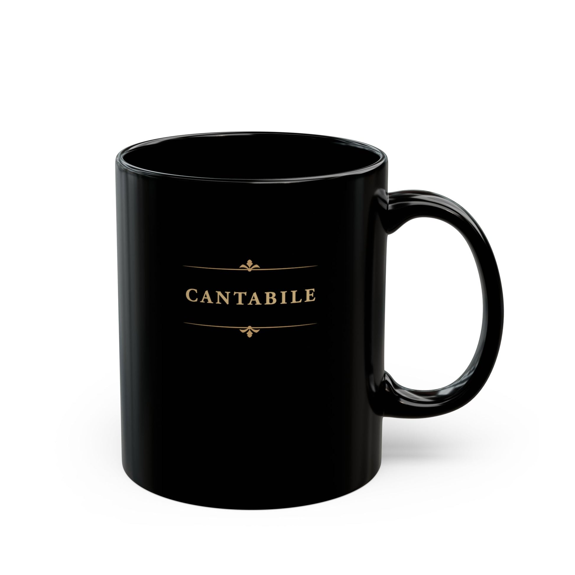 Cantabile black piano mug with handle on the right