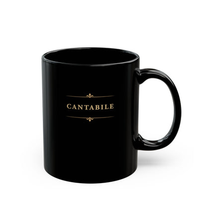 Cantabile black piano mug with handle on the right