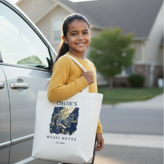 Her Golden Hour — Personalised Piano Tote Bag for Girls