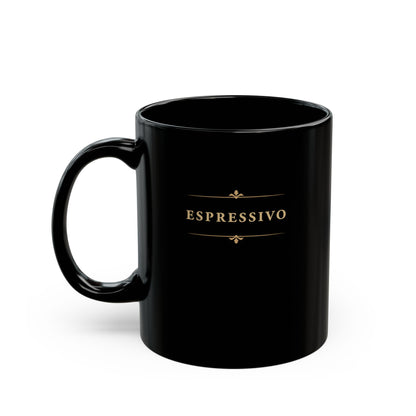 Espressivo black piano mug with handle on the left