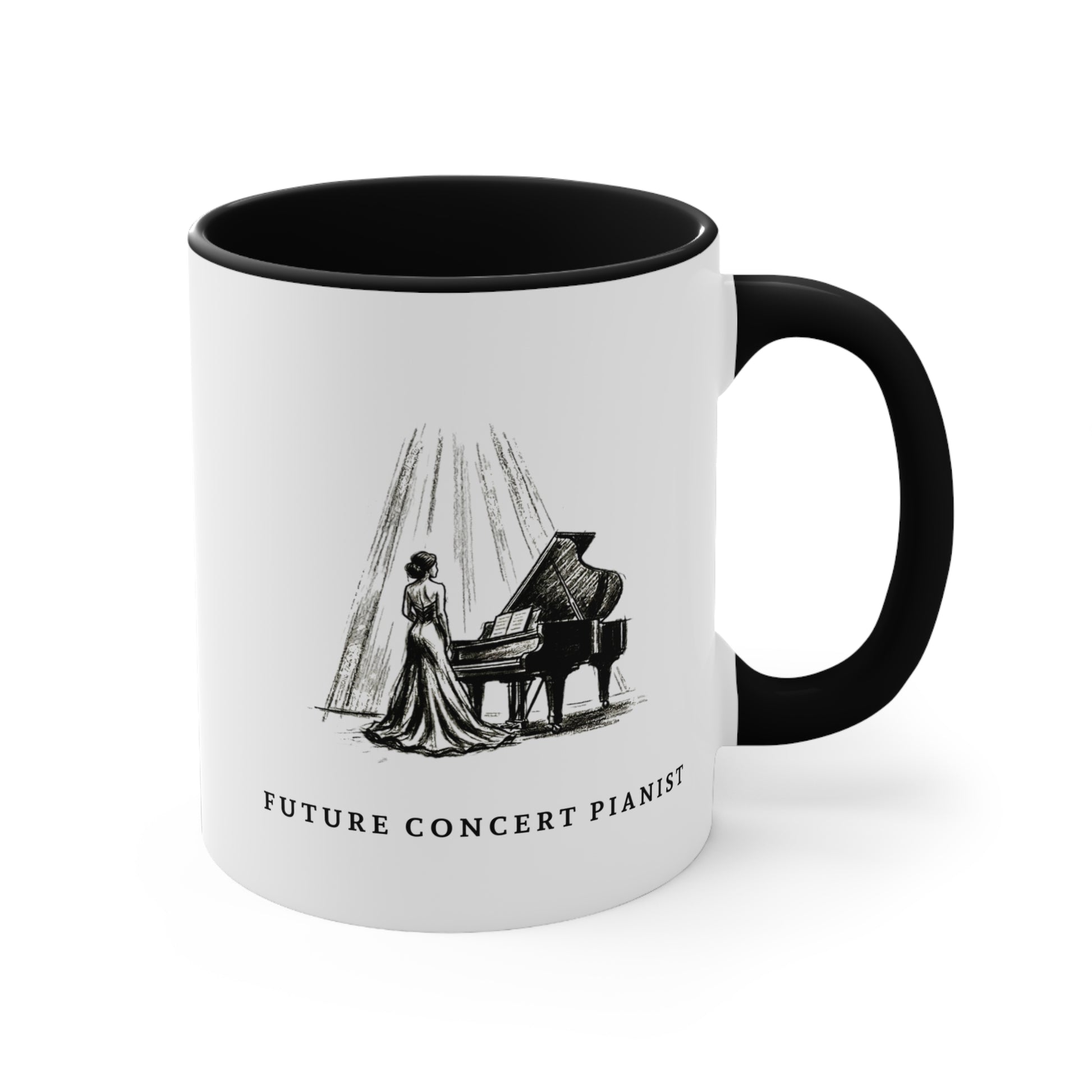Right view of The Ovation piano mug for aspiring pianists.