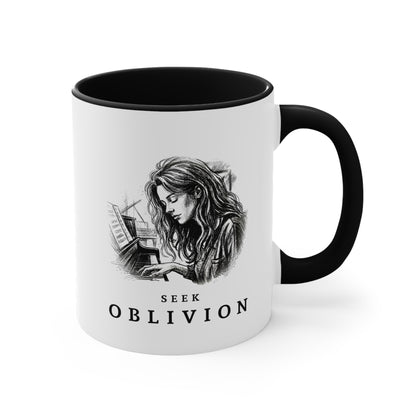 Right view of the Seek Oblivion piano mug.